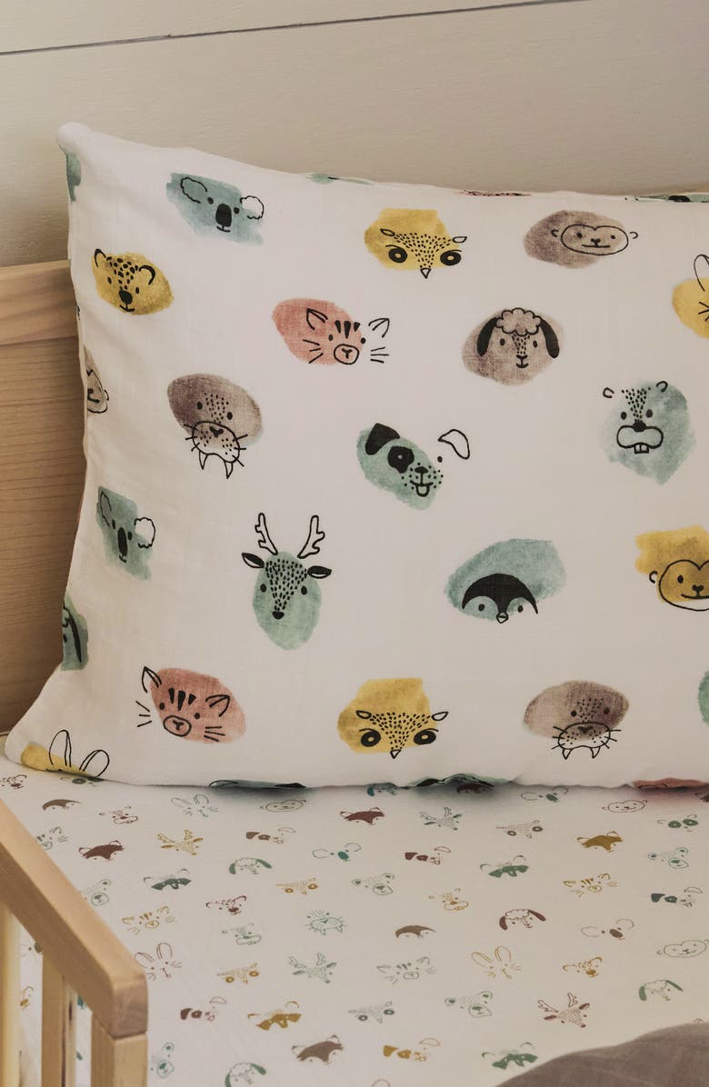 little unicorn 2-Pack Cotton Muslin Pillowcase, Alternate, color, Colorful Critters