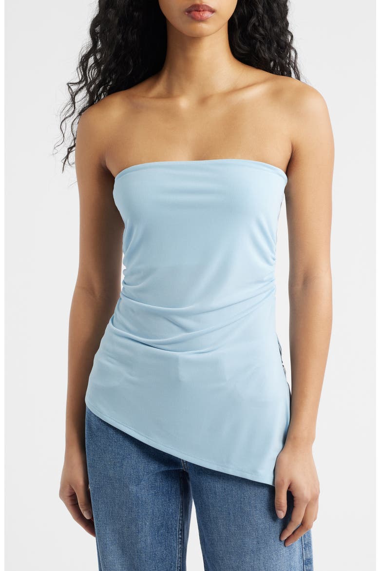 Ines Asymmetric Hem Bandeau Top, Main, color, BLUE