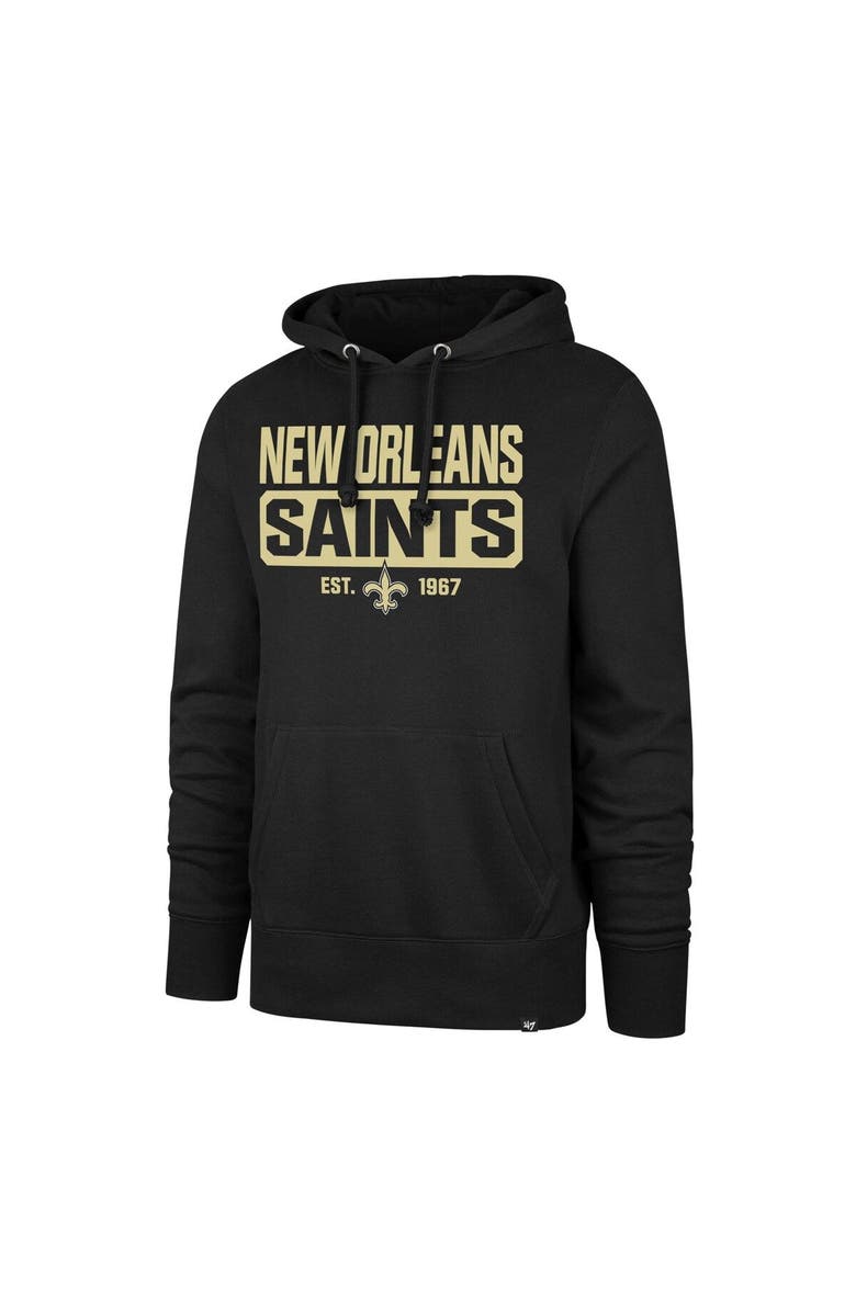 '47 Men's '47 Black New Orleans Saints Box Out Headline Pullover Hoodie, Alternate, color, Black