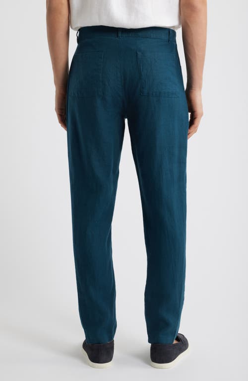 Alex Crane Cham Linen Straight Leg Pants In Dusk