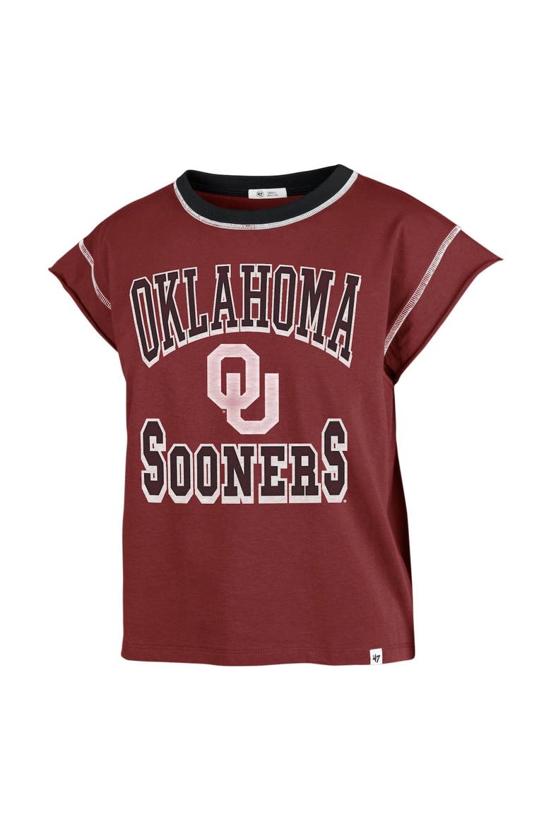 Women's '47 Crimson Oklahoma Sooners Sound Up Maya Cutoff T-Shirt, Alternate, color, Crimson