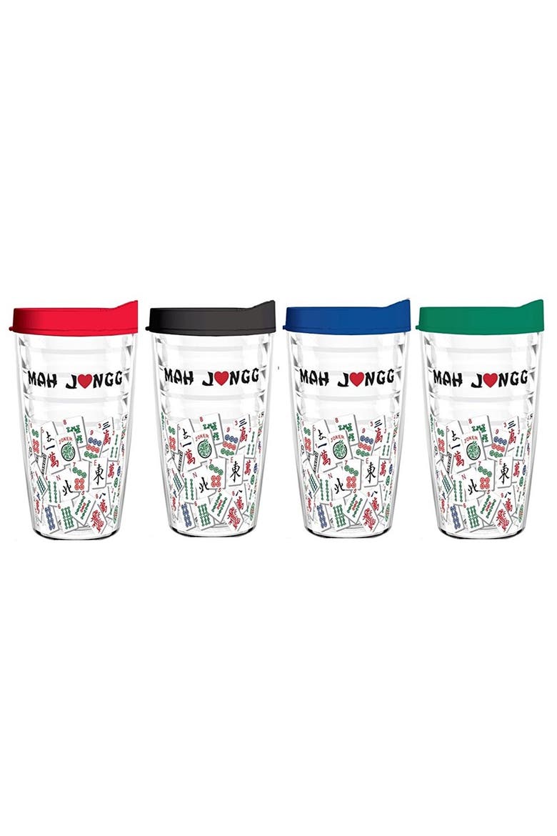Mah Jongg Tumbler 16 oz Drinkware Set, Alternate, color, Multicolor