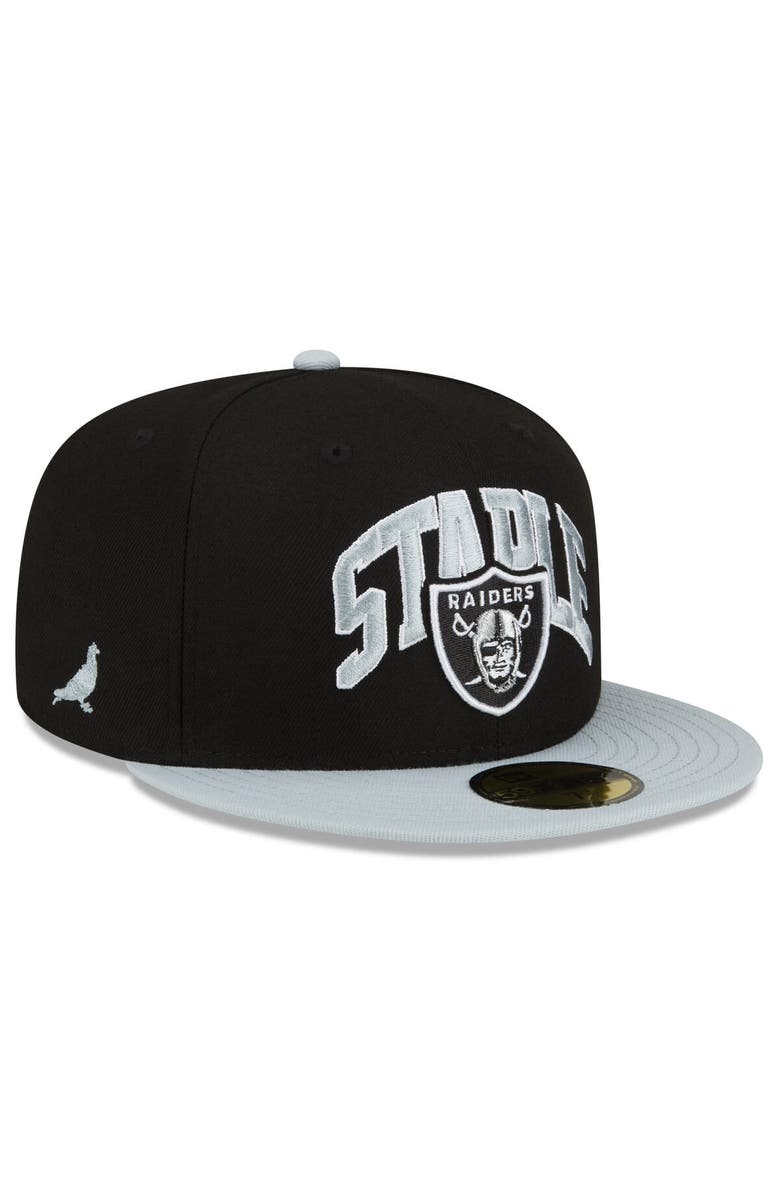 New Era x Staple Men's New Era Black/Gray Las Vegas Raiders NFL x Staple Collection 59FIFTY Fitted Hat, Main, color, Black