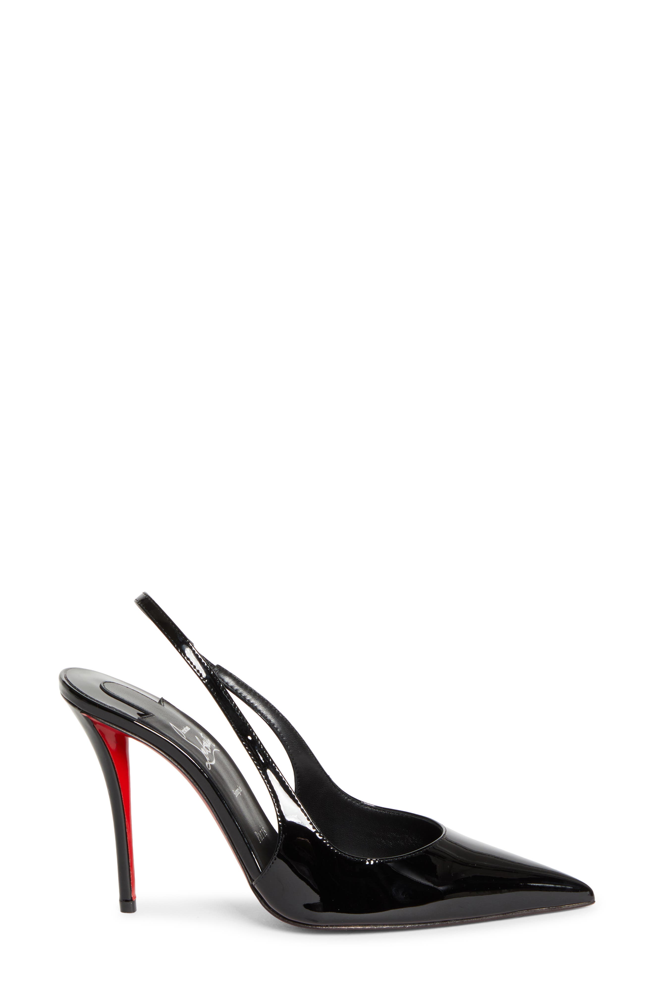 Christian Louboutin Miss Z Pointed Toe Slingback Pump, Alternate, color, Black/ Black