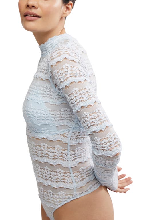 Free People Angelina Floral Lace Detail Bodysuit In Blue