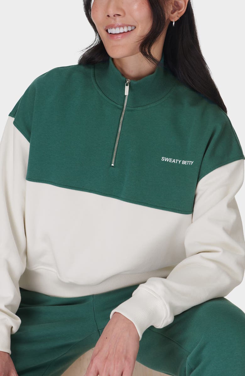 Sweaty Betty Revive Colorblock Half Zip Sweatshirt, Alternate, color, Glade Green Colour Block
