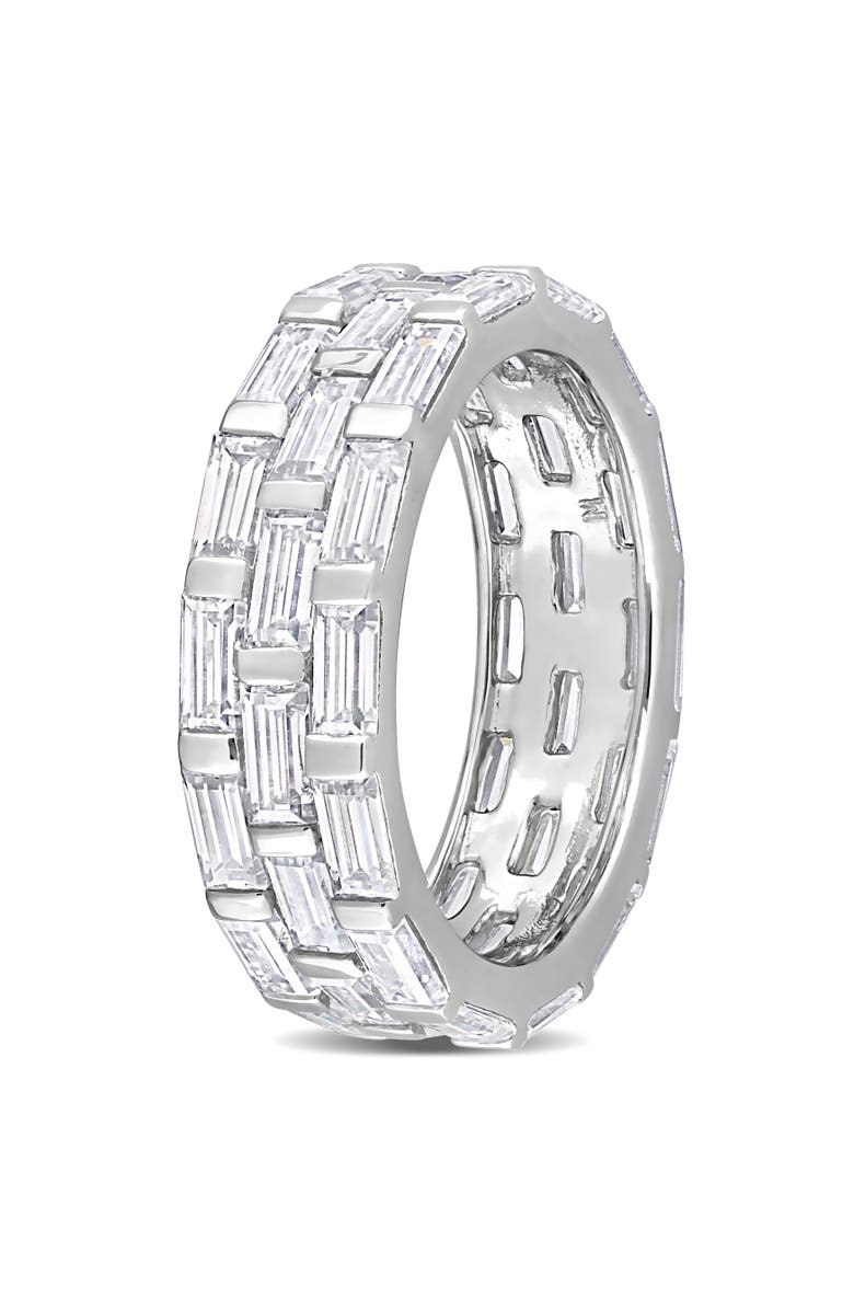 Julianna B. Moissanite Triple-Row Band Ring Sterling Silver, Alternate, color, Sterling Silver