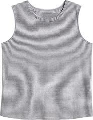 Eileen Fisher Stripe Crewneck Organic Linen Tank