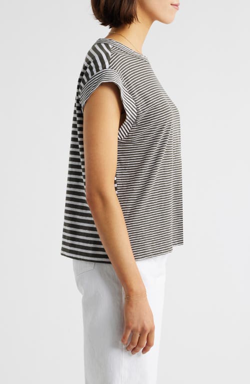 Madewell Stripe Boxy Cotton & Linen Muscle T-shirt In Dark Suplus Stripe