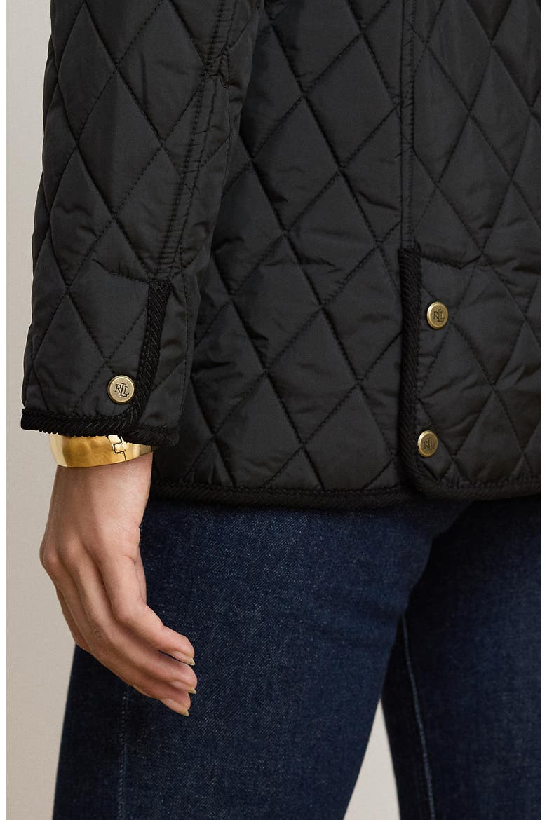 Quilted Crest Snap Front Jacket, Alternate, color, BLACK