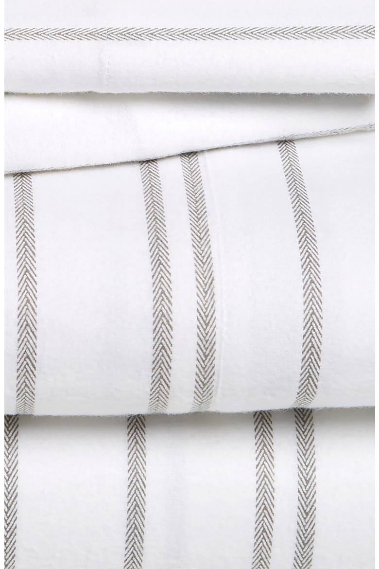 Flannel Sheet Set, Alternate, color, GREY FROST HEATHER STRIPE