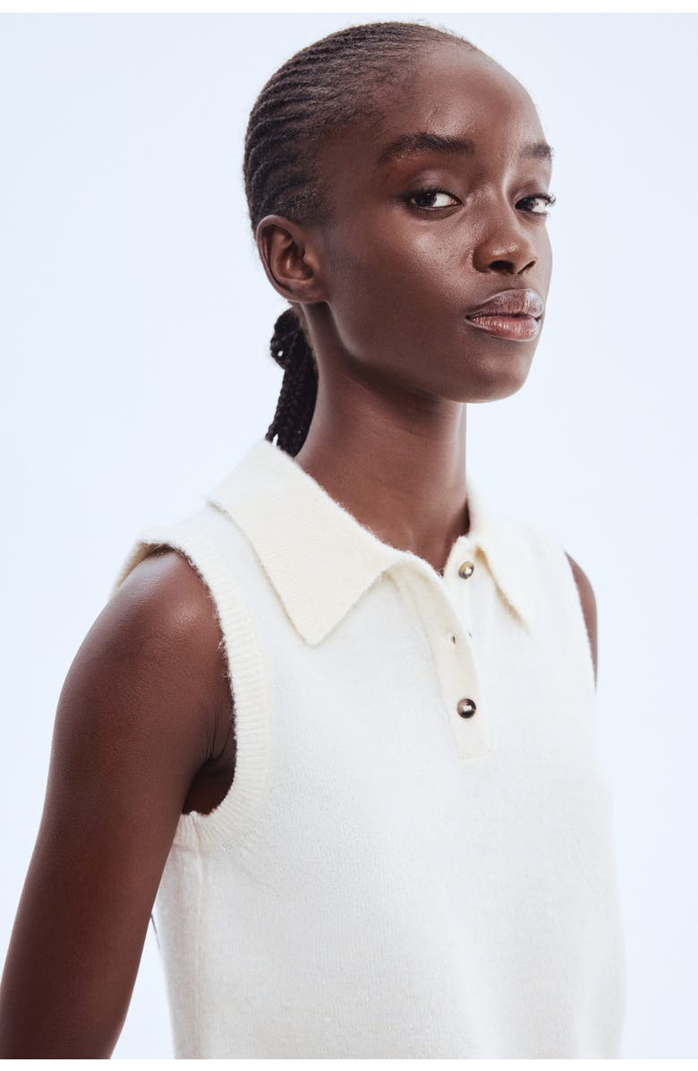 H&M Collared Sweater Vest, Alternate, color, Cream