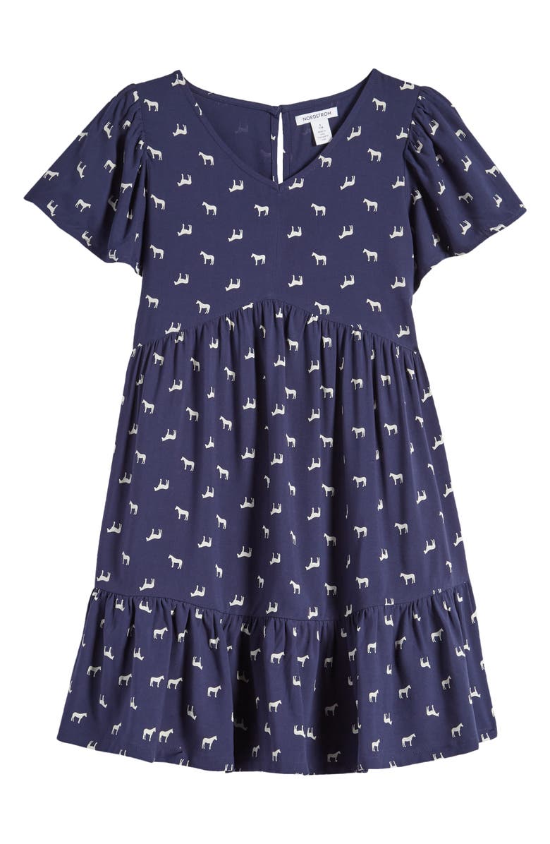 Nordstrom Kids' Tiered Flutter Sleeve Dress, Main, color, 