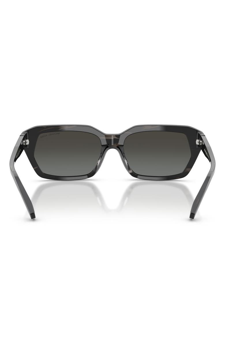 Michael Kors Lake Tahoe 54mm Mirrored Rectangular Sunglasses, Alternate, color, Black Horn / Black Mirror