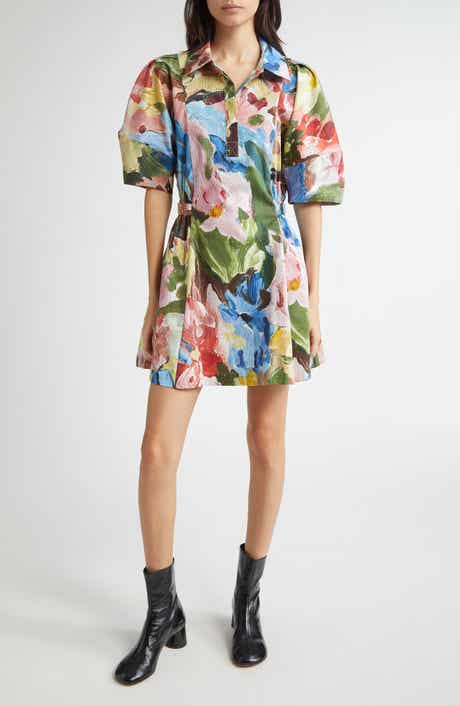 Floral Short Sleeve Organic Cotton Minidress
