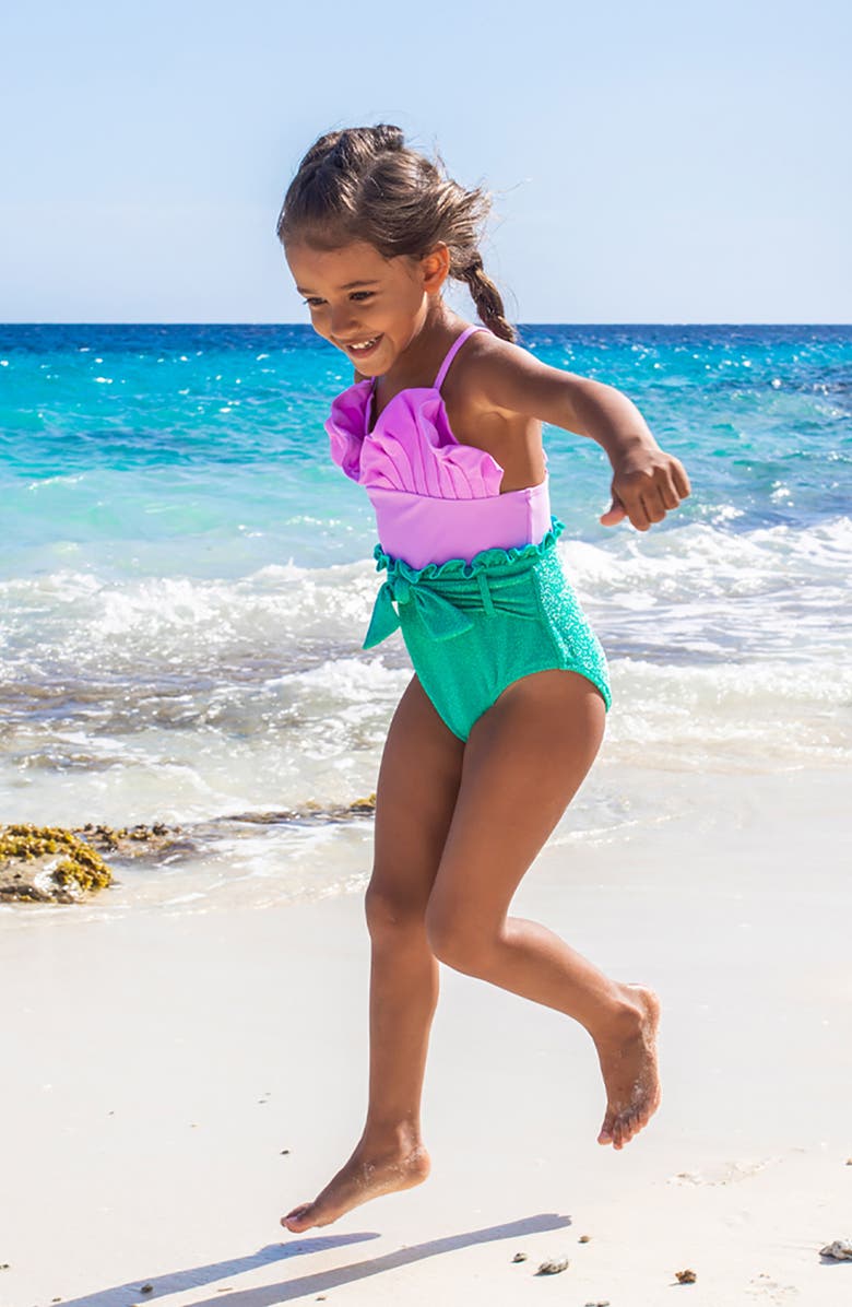 Shade Critters Kids' Mermaid One-Piece Swimsuit, Alternate, color, Lilac/ Green Multi