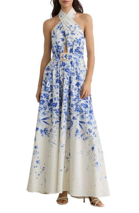 Amaya Belted Halter Maxi Dress