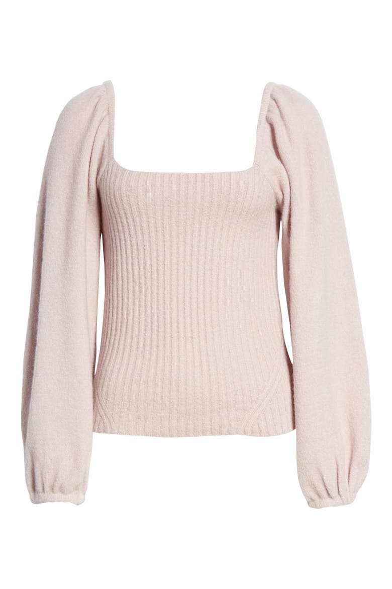 Puff Sleeve Square Neck Sweater, Alternate, color, PURPLE HEAVEN