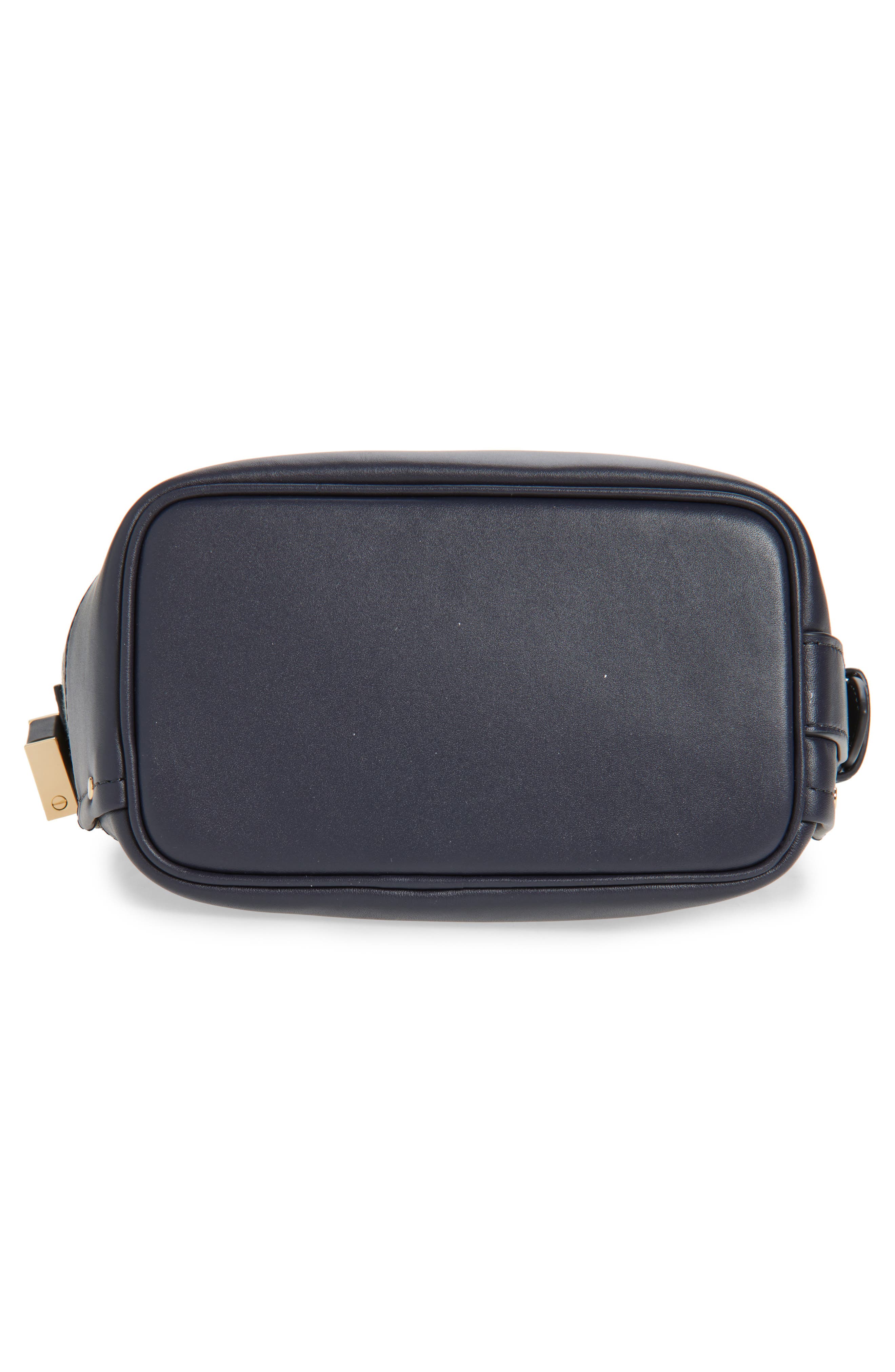 Tory Burch Medium Lock T Monogram Bucket Bag, Alternate, color, Tory Navy