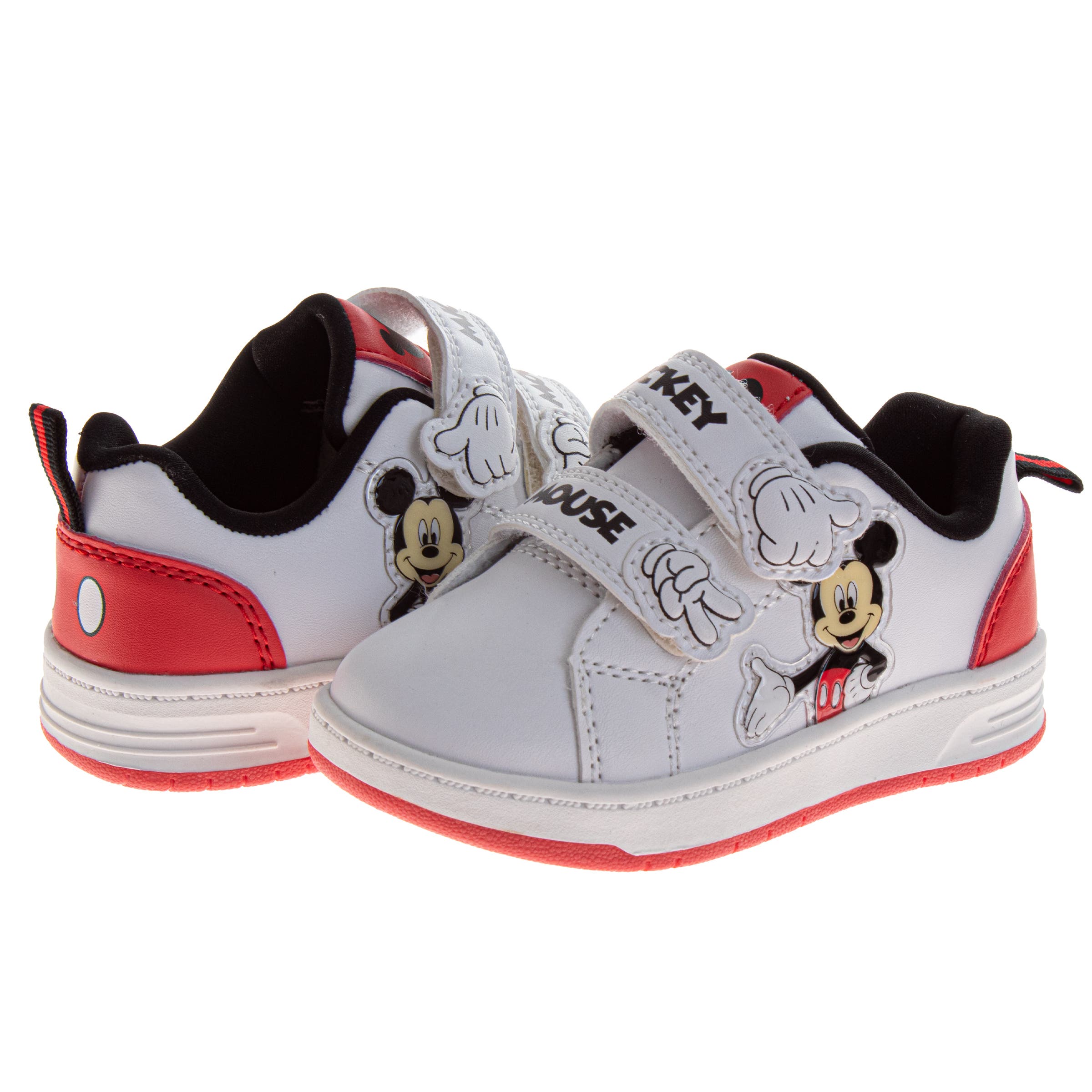 Disney Mickey Mouse Sneakers Boys' Comfortable Stylish, Alternate, color, White Red