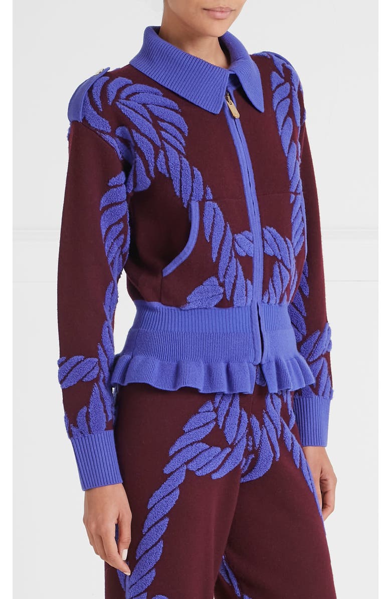 Temperley London Rope Knit Jacket, Alternate, color, Merlot