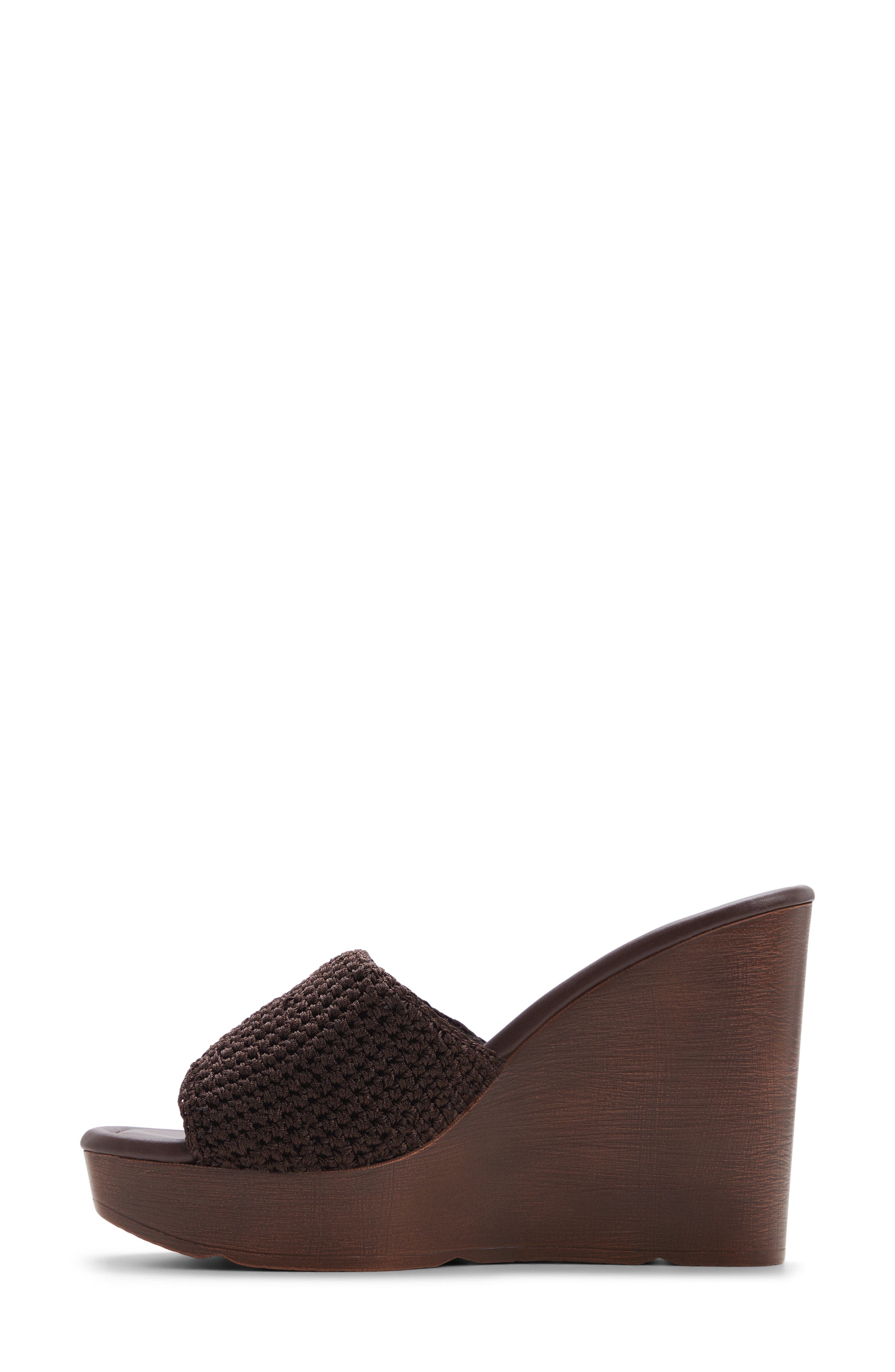 Grounded Platform Wedge Sandal, Alternate, color, DARK BROWN