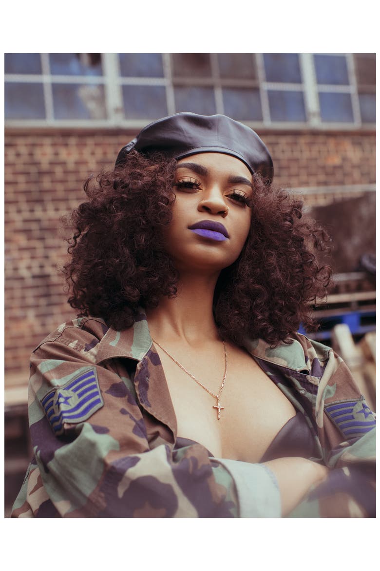 Faux Leather Beret, Alternate, color, BLACK