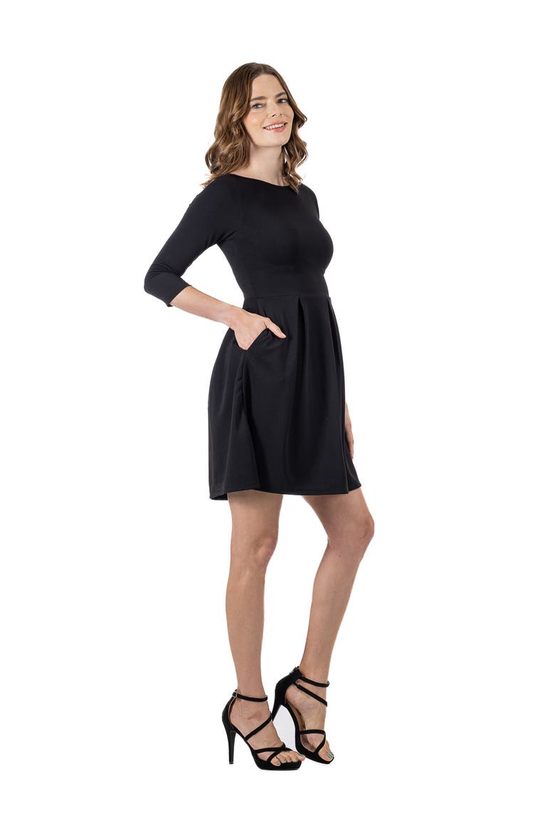 Perfect Fit and Flare Pocket Dress, Alternate, color, Black