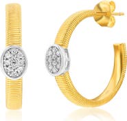 SUZY LEVIAN Golden Helix Pavé Cubic Zirconia Huggie Hoop Earrings