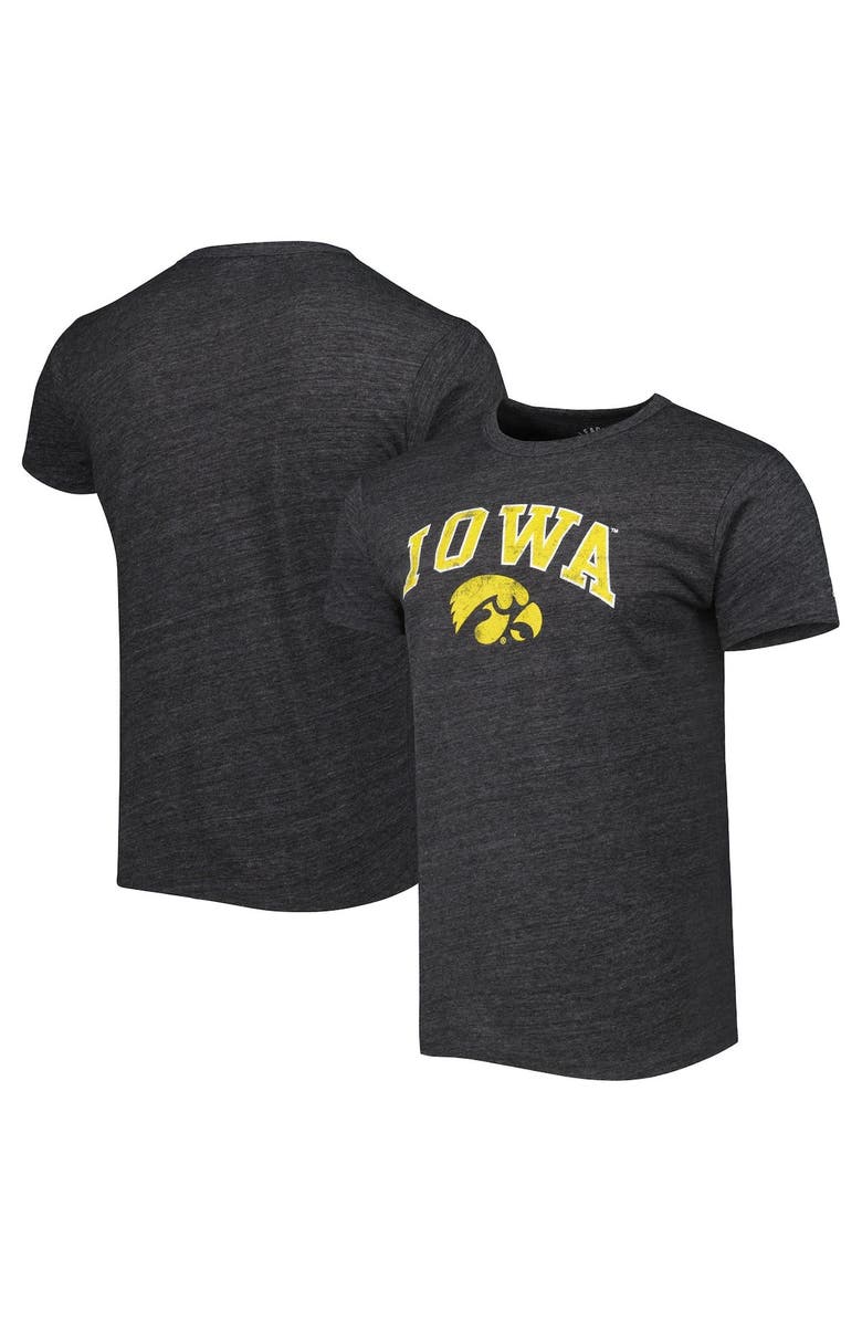 LEAGUE COLLEGIATE WEAR Men's League Collegiate Wear Heather Charcoal Iowa Hawkeyes 1965 Arch Victory Falls Tri-Blend T-Shirt, Main, color, 