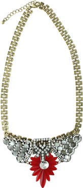 OLIVIA WELLES Gold Plated Rhinestone Statement Necklace