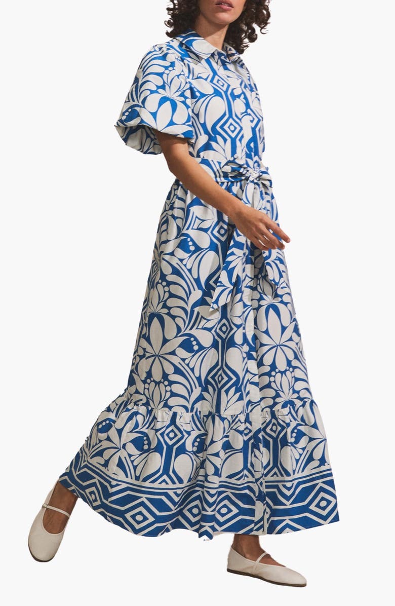 Ro&Zo Tile Printed Cotton Shirt Dress, Alternate, color,