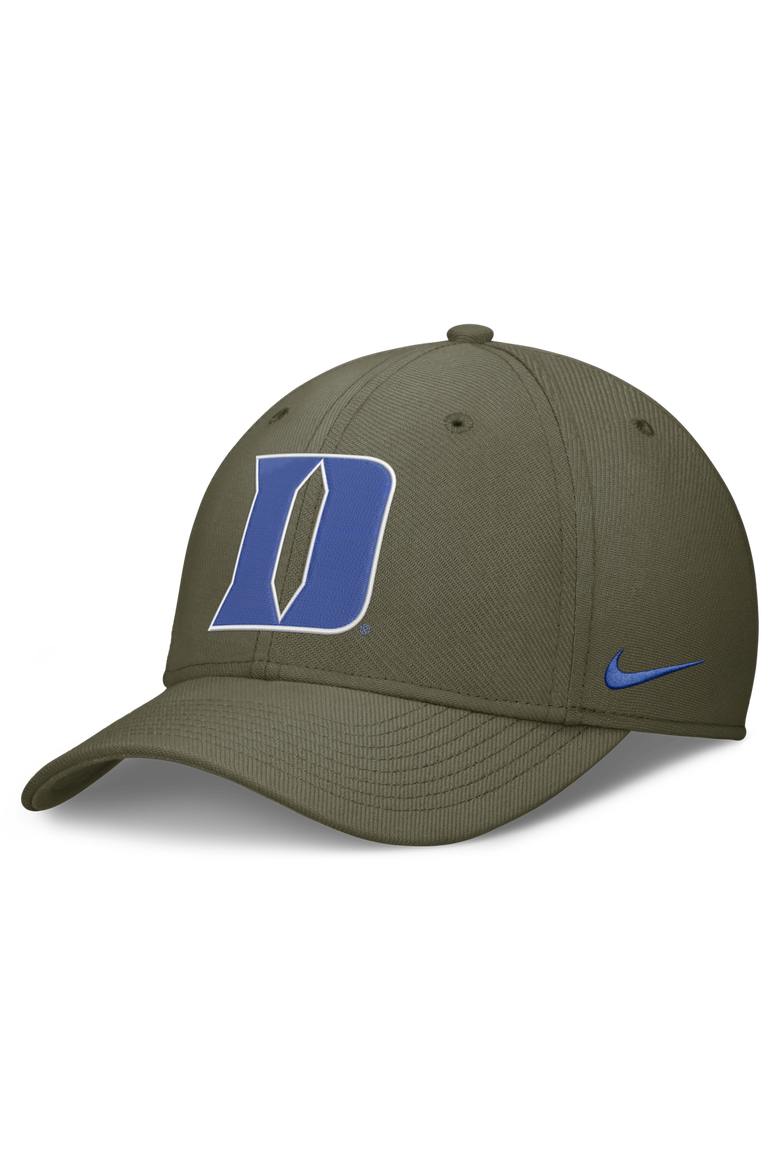 Men's Nike  Olive Duke Blue Devils Primetime SwooshFlex Dri-FIT Hat, Main, color, Olive