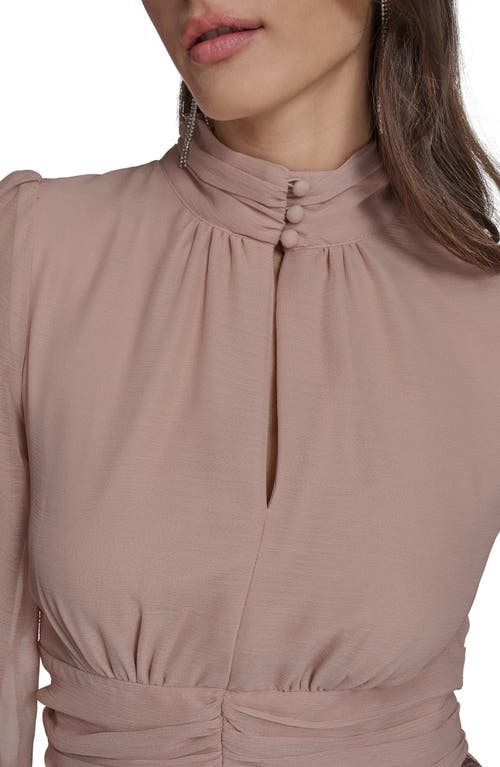 Bcbg Mock Neck Long Sleeve Minidress In Brown