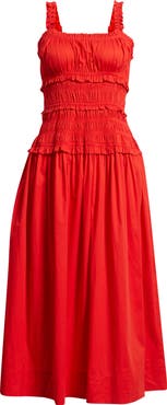 CeCe Ruffled Smocked Stretch Cotton Sundress