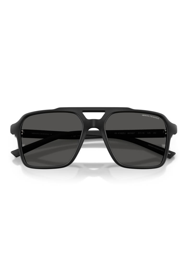 57mm Pilot Sunglasses, Alternate, color, MATTE BLACK / DARK GREY