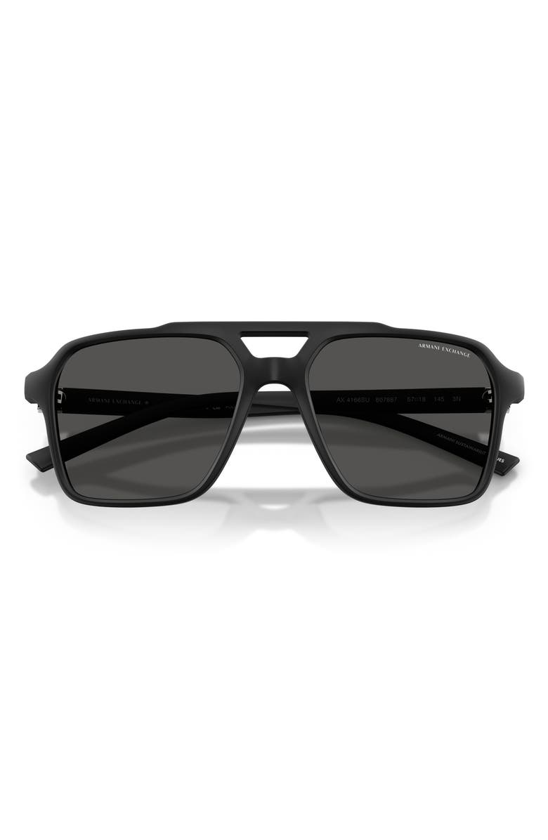 Armani Exchange 57mm Pilot Sunglasses, Alternate, color, Matte Black / Dark Grey