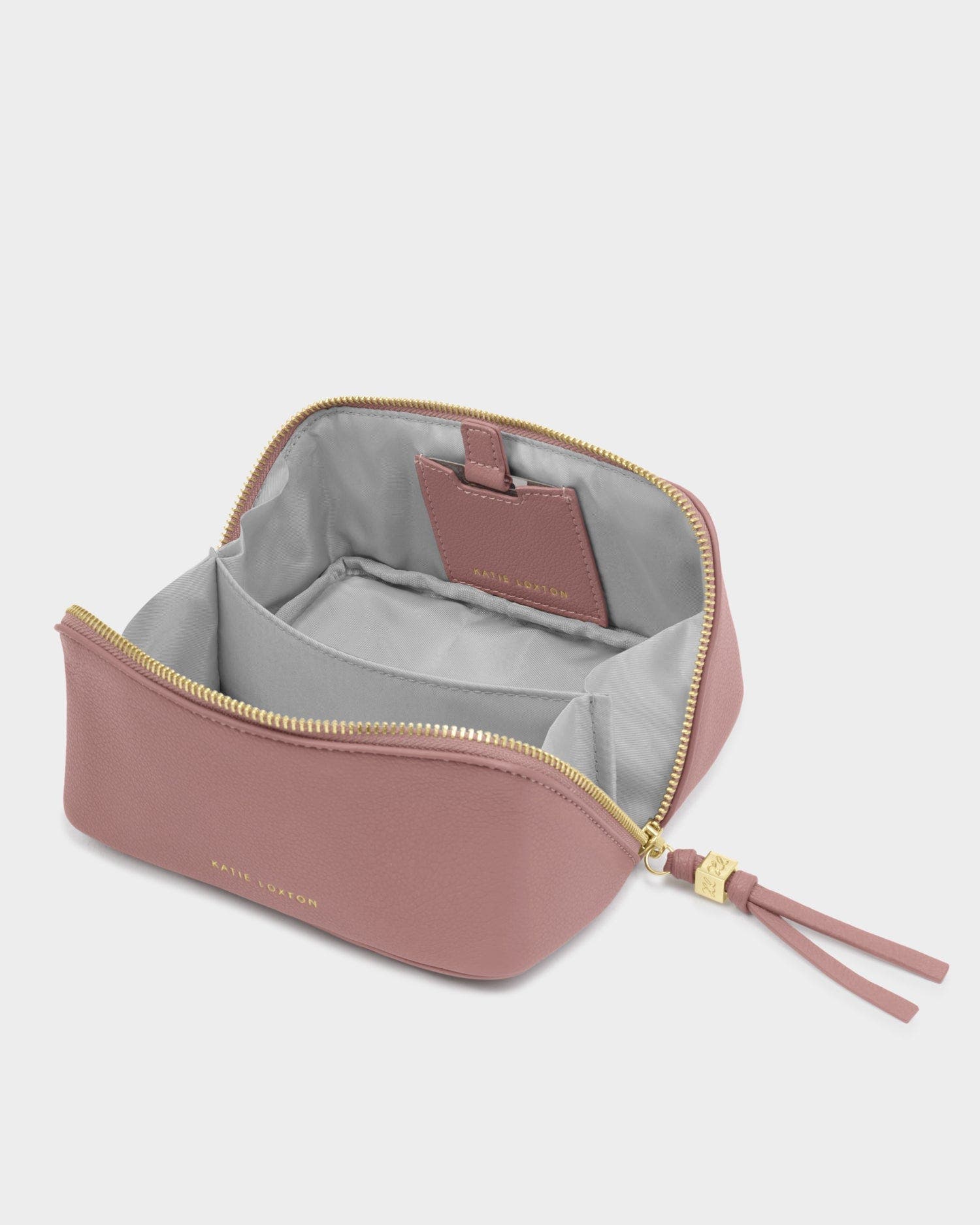 Fold-Out Mirror Makeup Bag in Deep Rose, Alternate, color, Deep Rose