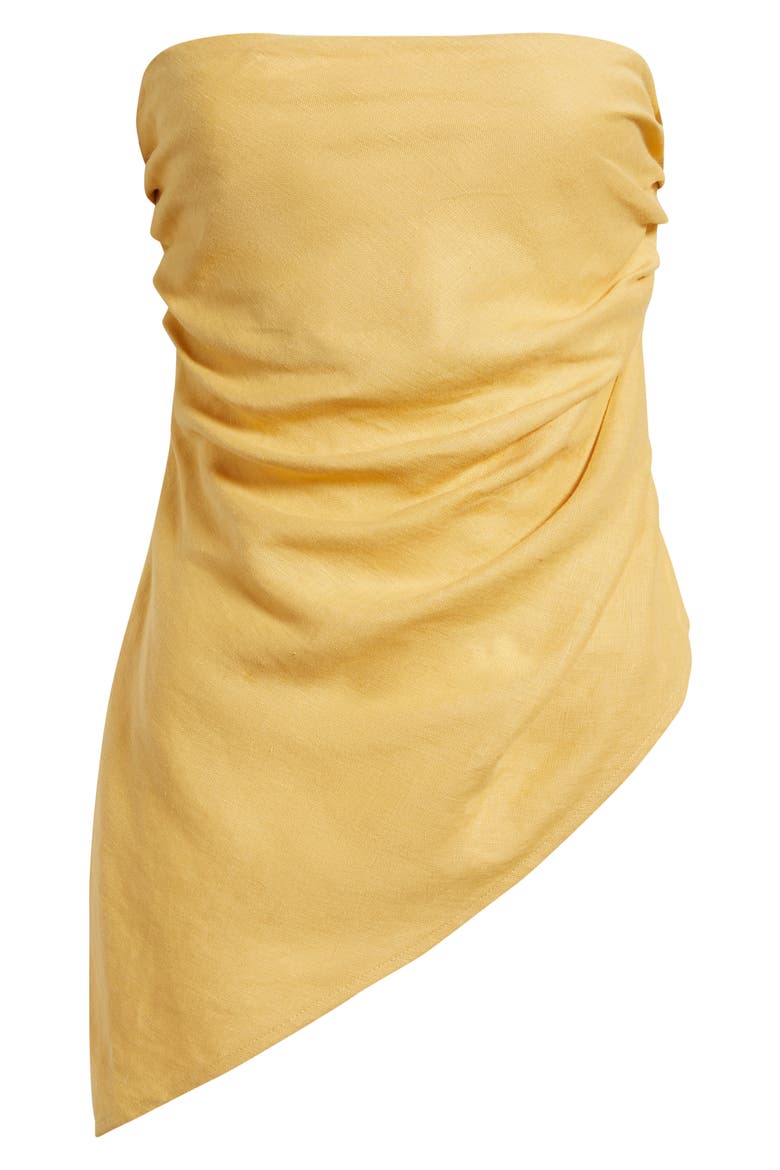 Nera Strapless Asymmetric Hem Top, Alternate, color, MARIGOLD