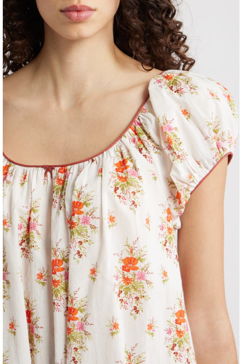 Julia Floral Print Organic Cotton Shift Dress, Alternate, color, ROSE PETIT BOUQUET DE CHAMONIX