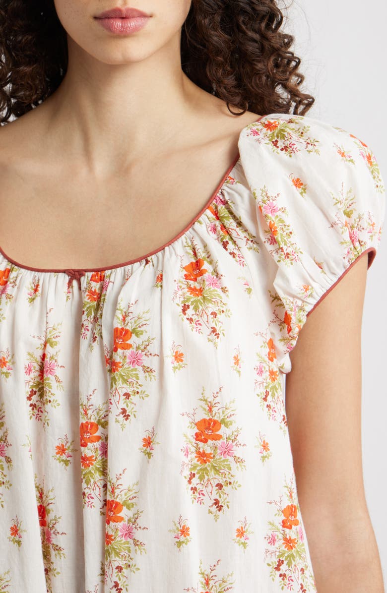 DÔEN Julia Floral Print Organic Cotton Shift Dress, Alternate, color, Rose Petit Bouquet De Chamonix