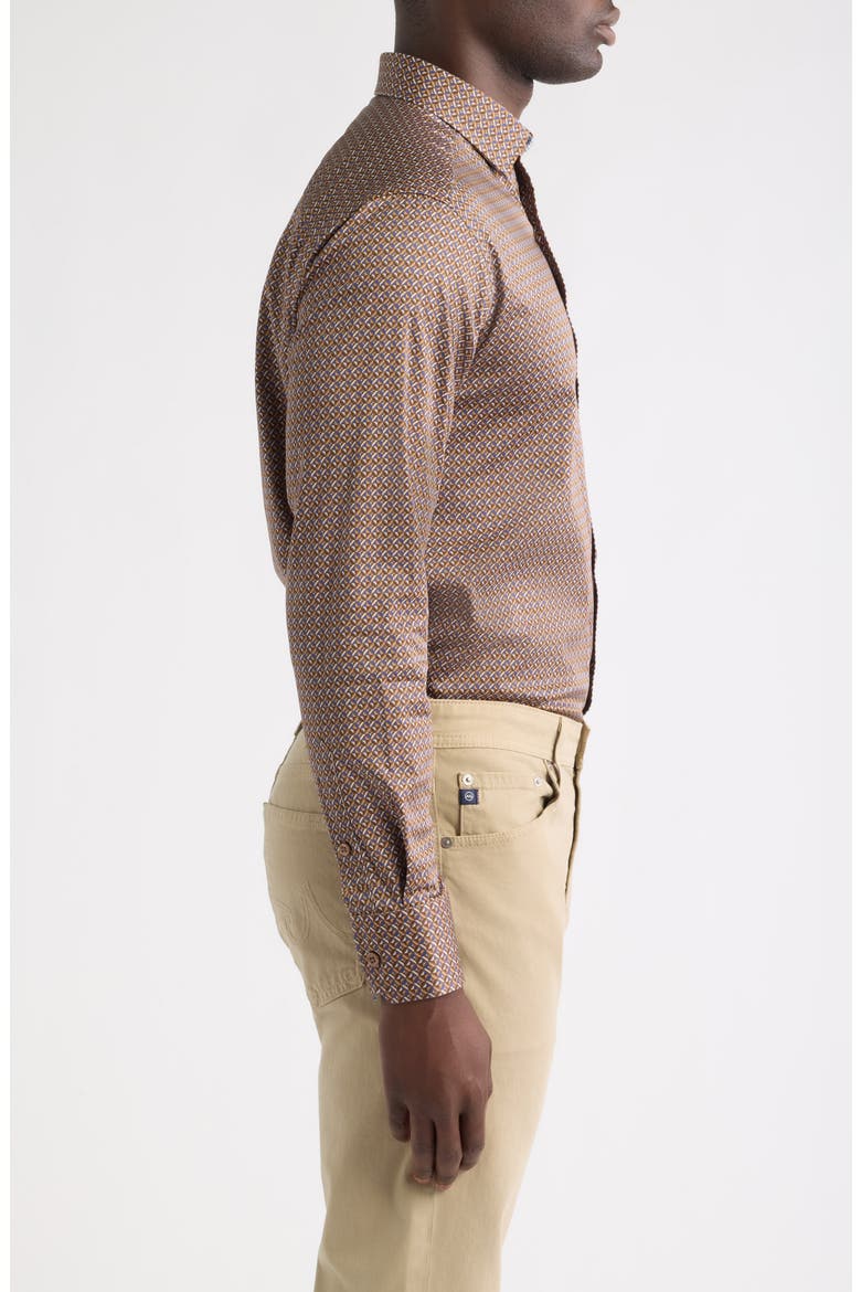 Logan Print Button-Up Shirt, Alternate, color, BROWN / NAVY MULTI DIAMOND