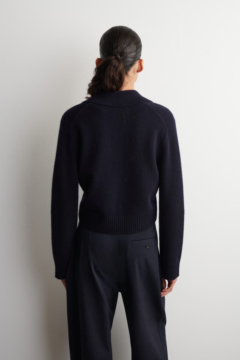 Collared Merino Wool Cardigan, Alternate, color, NAVY