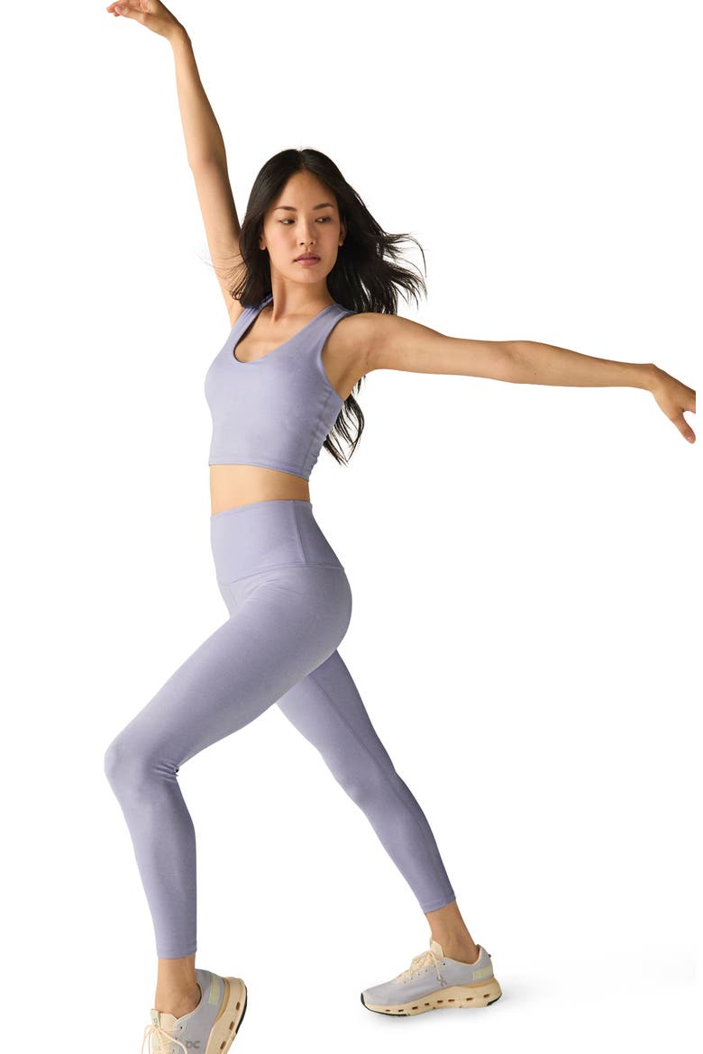 High Waist Rib Midi Leggings, Alternate, color, BLUE FROST