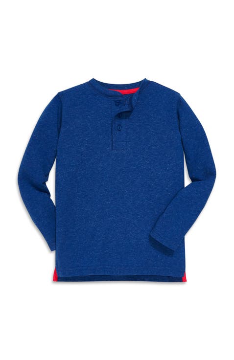 Kids Heathered Long Sleeve Henley Tee