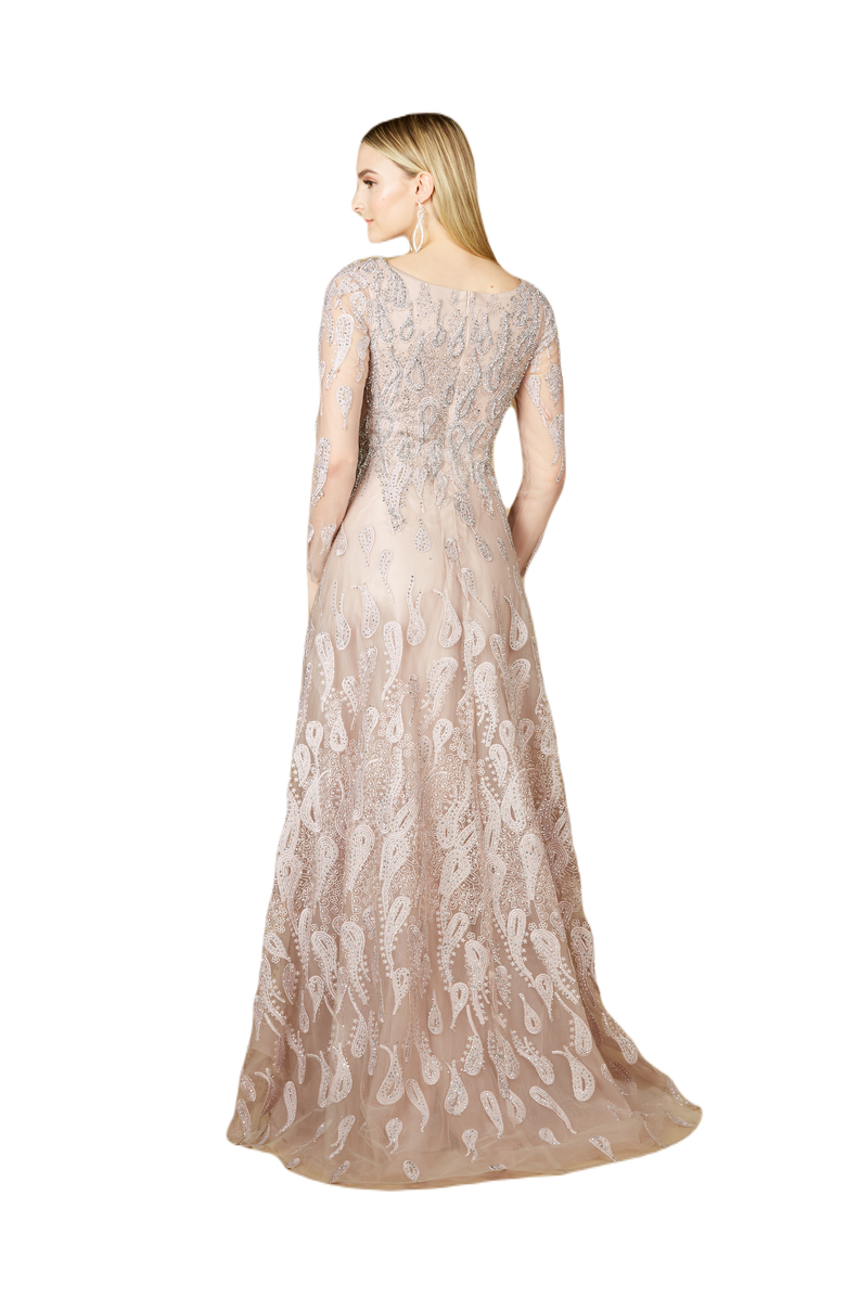 LARA New York Long Sleeve V-Neck Ballgown, Alternate, color, Mauve