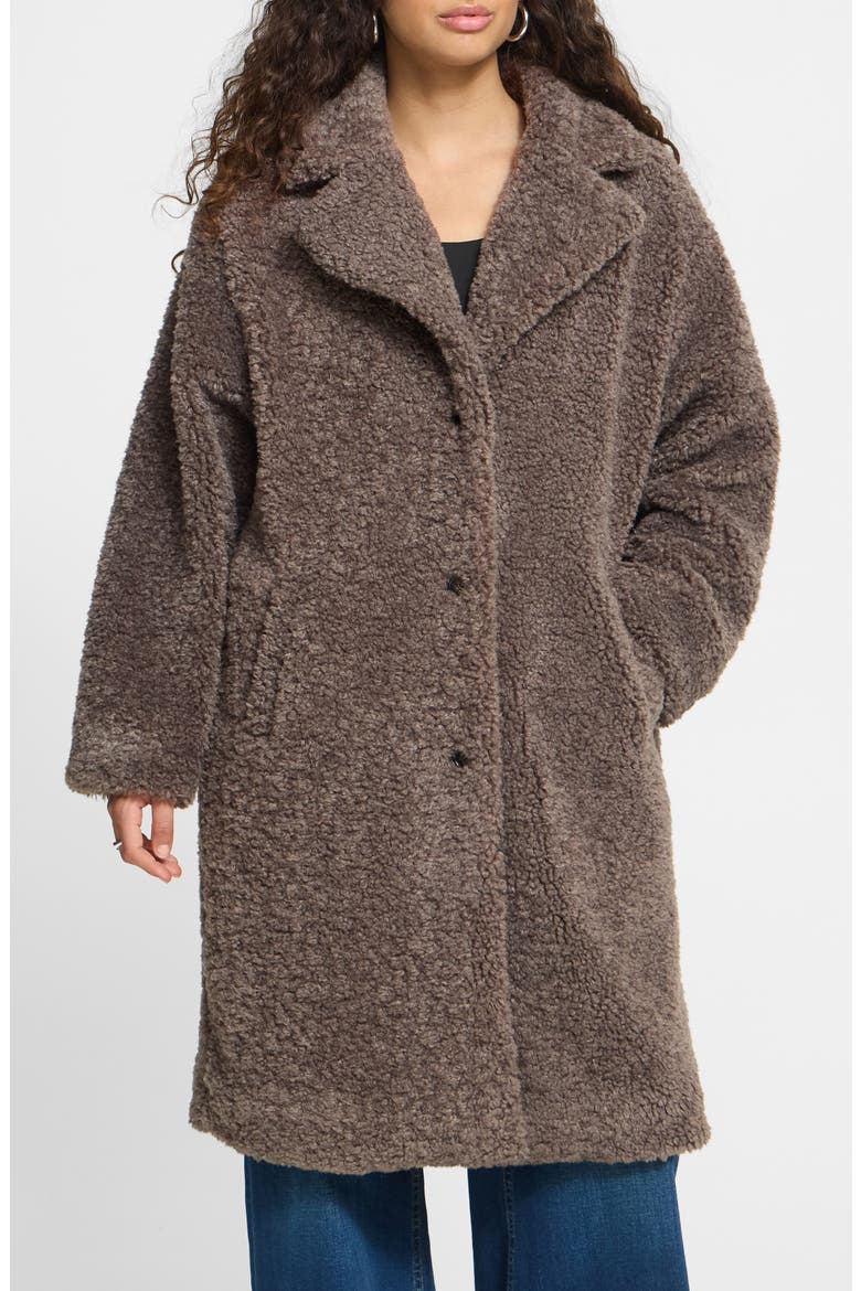 Faux Fur Coat, Main, color, FALCON