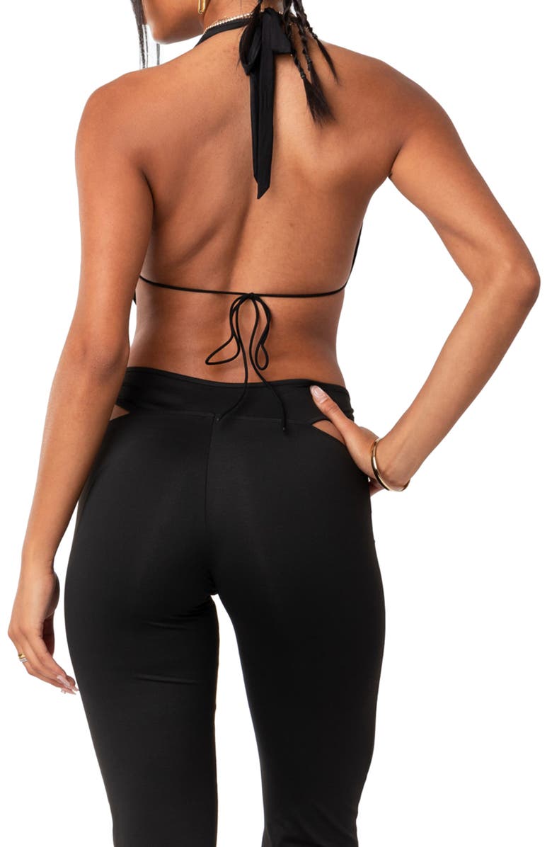 EDIKTED Monique Open Back Crop Top, Alternate, color, Black