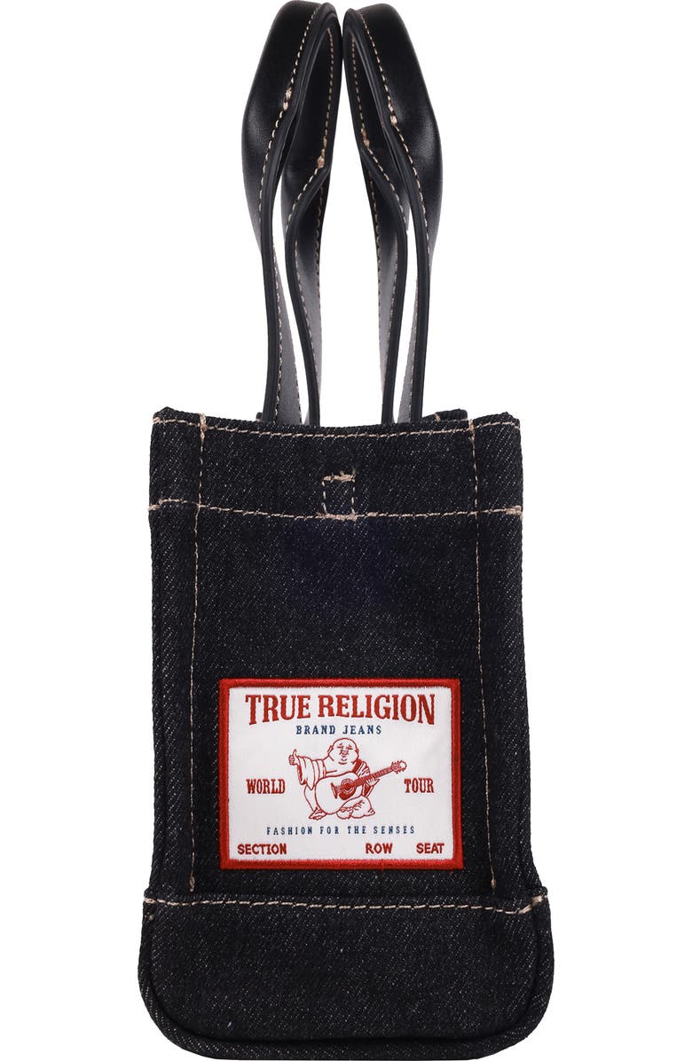 True Religion Mini Denim Tote, Alternate, color, Black