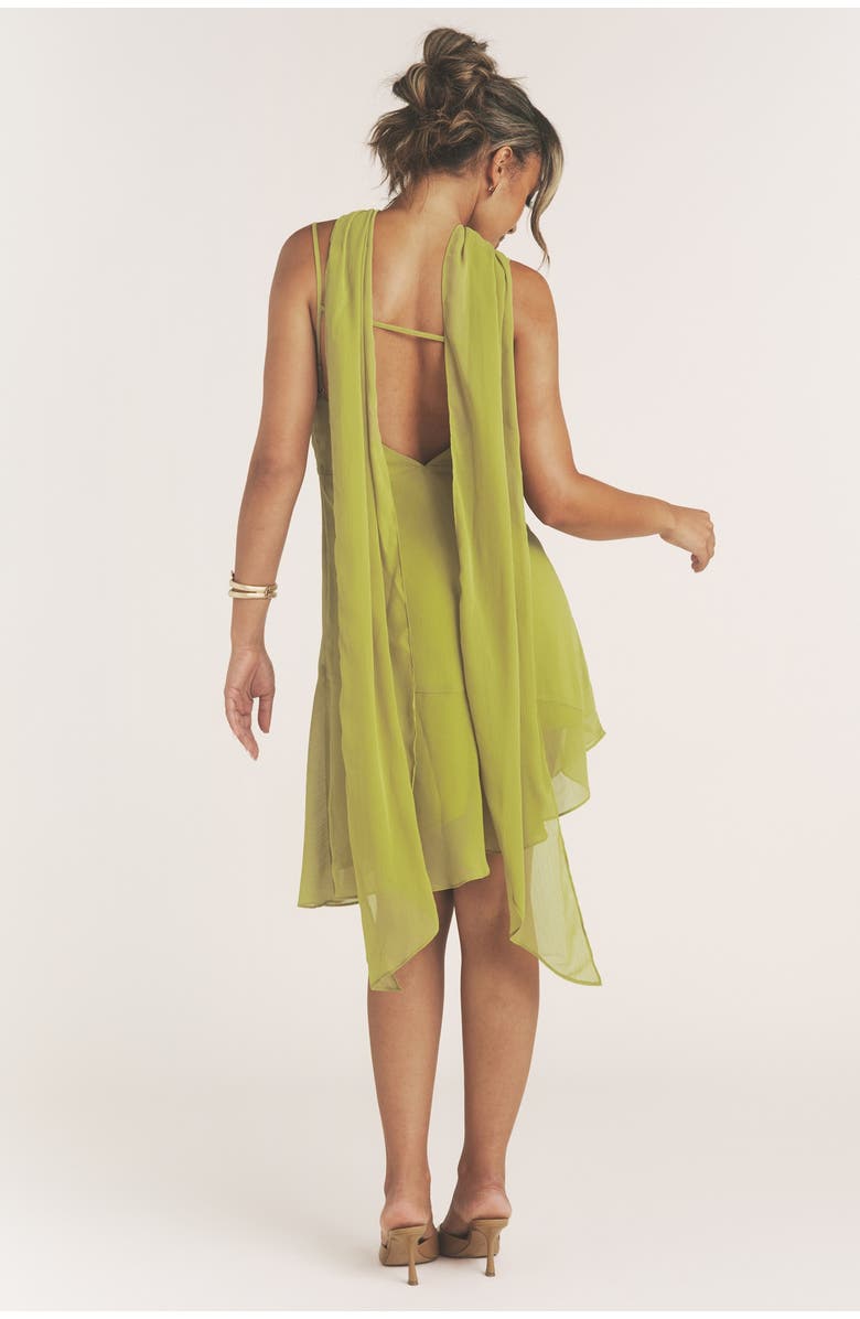 Six Stories Ava Cowl Neck Chiffon Mini Dress, Alternate, color, Green